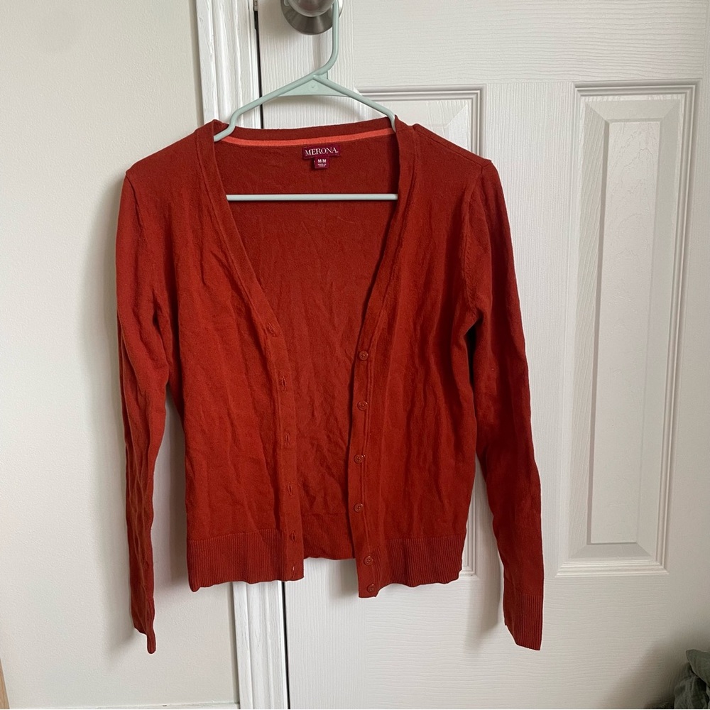 Women's Rust orange Cardigan Sweater
